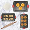 
Perlli 10-Piece Nonstick Carbon Steel Bakeware Set With Red Silicone Handles | |Metal, Reusable, Quality Kitchenware For Cooking & Baking Cake Loaf, Muffins &More | Non Stick Kitchen Supplies
