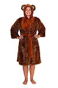 Transform yourself into a cuddly teddy bear like creature in this Star Wars Ewok Bathrobe for the Ladies. A great gift for any Sci-fi fan, this bathrobe is designed to look and feel just like YumYum and the tribe's wooly fur, and it's complete with e...