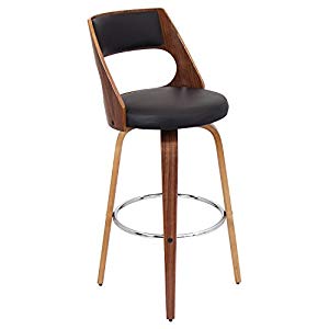 Step into the future of kitchen design with the modern appeal of the Cecina Barstool. A curved wood frame, chrome footrest and swivel seat are smartly juxtaposed by a traditional high cushioned back and seat.